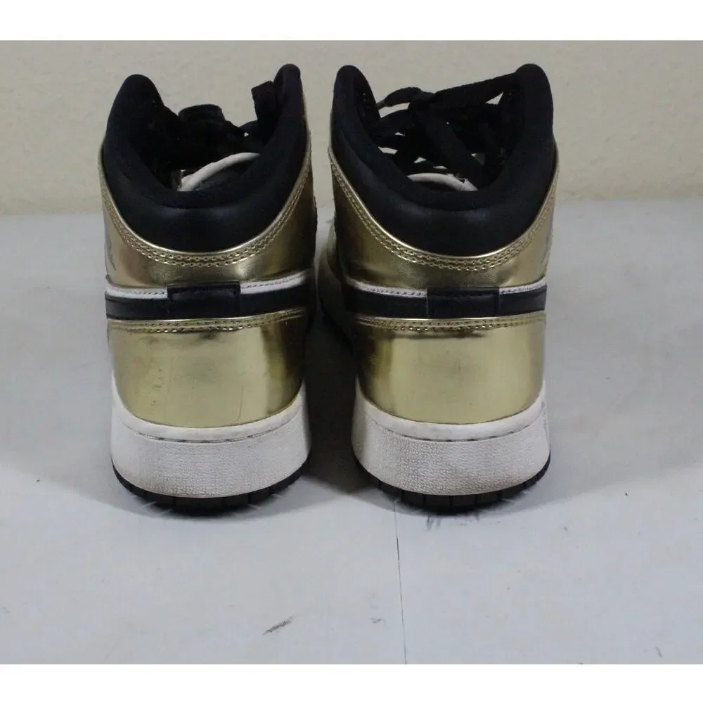 Nike Air Jordan 1 Mid SE Metallic Gold Black White Youth Size 6.5Y